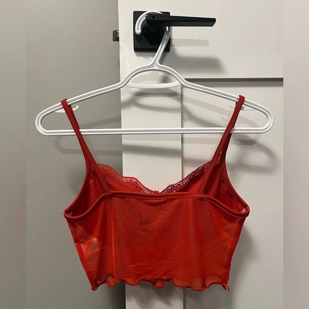 Red Lace Trim Cami - Picture 2 of 5